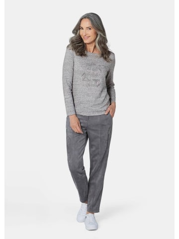 GOLDNER Kurzgröße:  Langarmshirt mit Applikation in silbergrau / melange