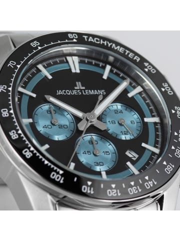 Jacques Lemans Herrenuhr Chronograph Schwarz/Eisblau
