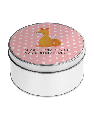 Mr. & Mrs. Panda Keksdose Einhorn Fuchs mit Spruch in Rot Pastell