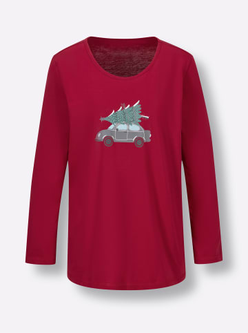 Comtessa Schlafanzugshirt in rot-anthrazit