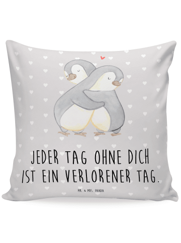 Mr. & Mrs. Panda 40x40 Kissen Pinguine Kuscheln mit Spruch in Grau Pastell