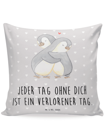Mr. & Mrs. Panda Kuschelkissen Pinguine Kuscheln mit Spruch in Grau Pastell