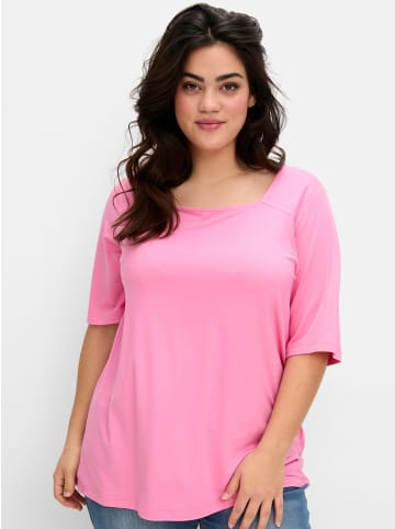 sheego T-Shirt in blumiges pink