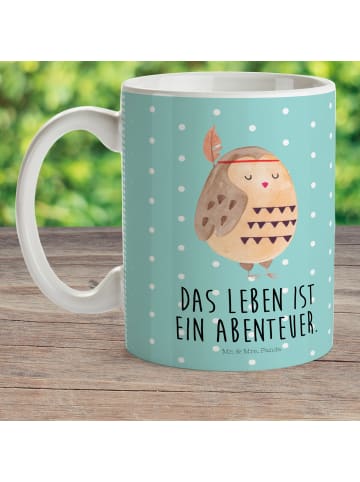 Mr. & Mrs. Panda Haferl Eule Federschmuck mit Spruch in Türkis Pastell