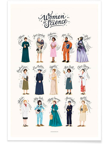 Juniqe Poster "Women Of Science" in Bunt & Cremeweiß