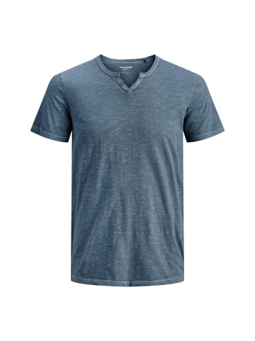 Jack and Jones 1er Pack JJESPLIT Neck Tee SS in Blau