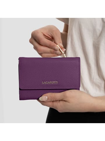 Lazarotti Bologna Leather XL Geldbörse mit Zip-Around Fach Leder 14 cm in purple