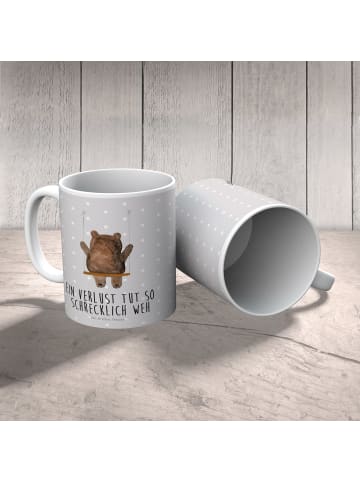 Mr. & Mrs. Panda Kindertasse Bär Schaukel mit Spruch in Grau Pastell