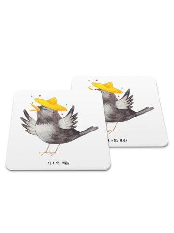 Mr. & Mrs. Panda Tassenuntersetzer Rabe Sombrero ohne Spruch in Weiß