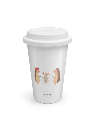 Mr. & Mrs. Panda Travel Mug Igel Seilhüpfen ohne Spruch in Weiß