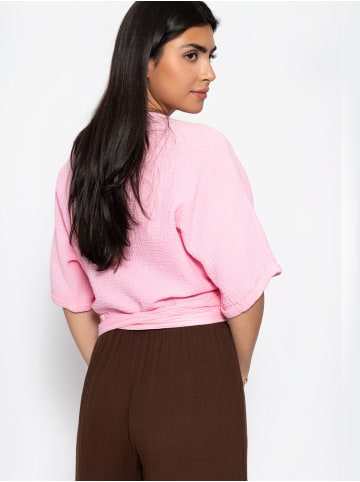 SASSYCLASSY Musselin Bluse zum Wickeln in rosa