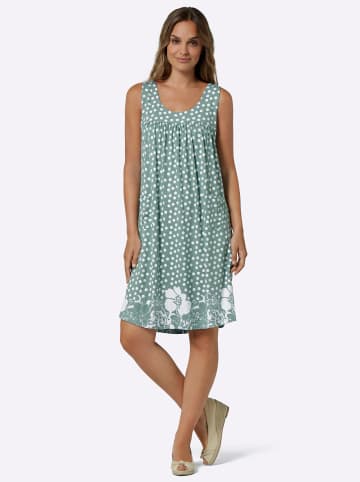 Sieh an! Jerseykleid in jade-weiß-bedruckt