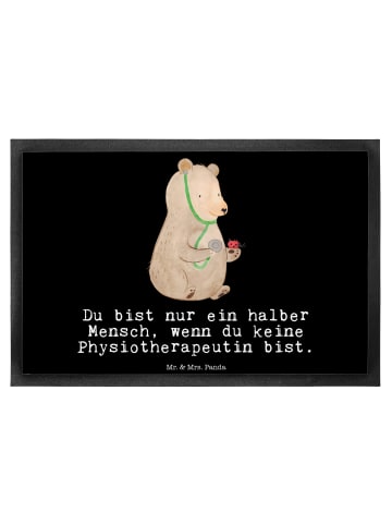 Mr. & Mrs. Panda Fußmatte Physiotherapeutin Herz mit Spruch in Schwarz