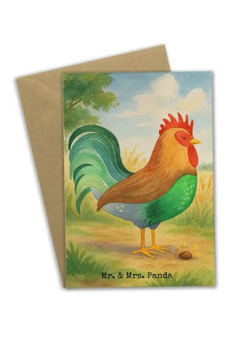 Mr. & Mrs. Panda neujahrskarte Hahn Korn Design ohne Spruch in Weiß