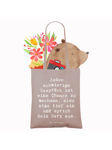 Mr. & Mrs. Panda totebag Spruch Ein schwieriges Gespräch führen ... in Braun Pastell