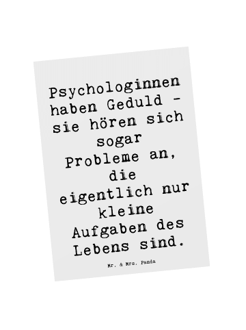 Mr. & Mrs. Panda Postkarte Spruch Geduldige Psychologin mit Spruch in Weiß
