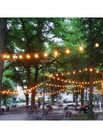 SATISFIRE Garten Party Lichterkette Illu 30 bernstein LED Kugellampen 30m schwarz