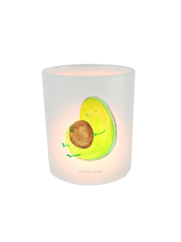Mr. & Mrs. Panda Kerzenhalter Glas Avocado Pfeifen ohne Spruch in Transparent
