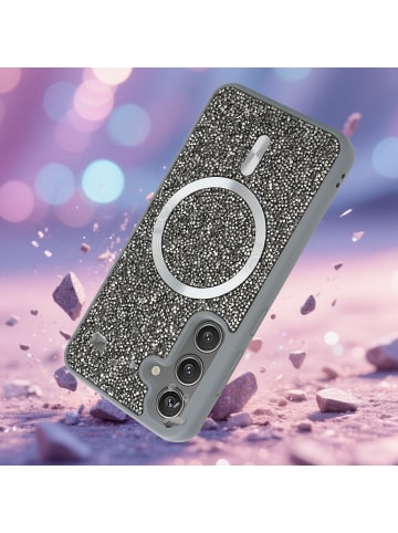 cadorabo Hülle für Samsung Galaxy S25 Glitzer Schutzhülle in Grau