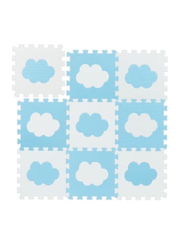 relaxdays 9x Puzzlematte Wolke in Weiß/ Blau