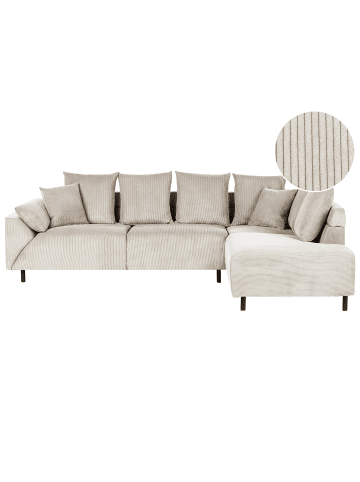 Beliani 9-tlg Ecksofa LUNNER in Beige/Schwarz linksseitig