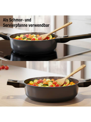 Stoneline Schmorpfanne 28 cm mit abnehmbarem Griff | mit Deckel in Anthrazit