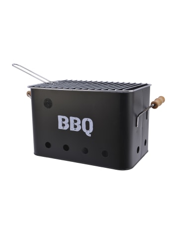 GAUMENKICK Mini Box Grill Holzkohlegrill Metall H: 21cm in schwarz