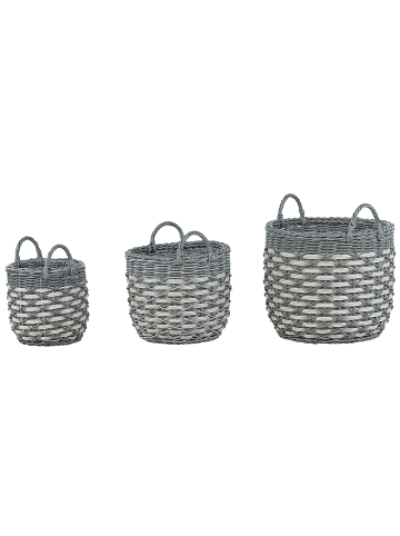 Beliani 3er-Set Outdoor Blumentopf GEFIRA in Grau/Weiß