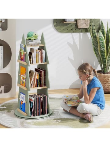 COSTWAY Kinderbücherregal 360° drehbar in Grün