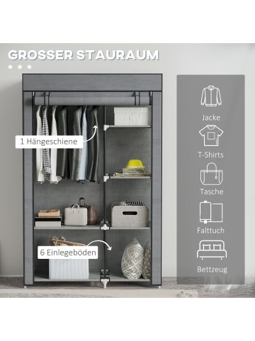HOMCOM Stoffschrank-103L x 43B x 162,5H cm-Dunkelgrau