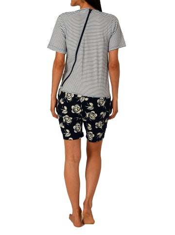 NORMANN Pflegeoverall kurzarm Reissverschluss Streifen - 80190 in navy