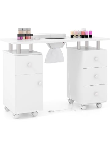 COSTWAY Maniküretisch mit elektrischer Staubabsaugung in Weiß