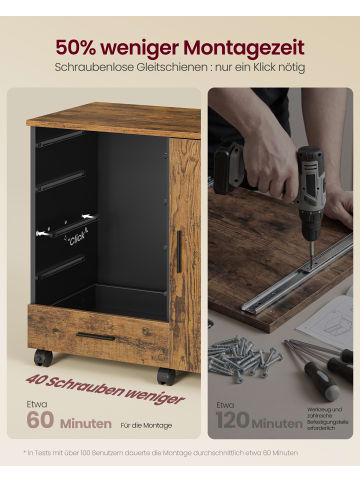 VASAGLE Aktenschrank Custos in Braun - (B)80 x (H)65 x (T)40 cm