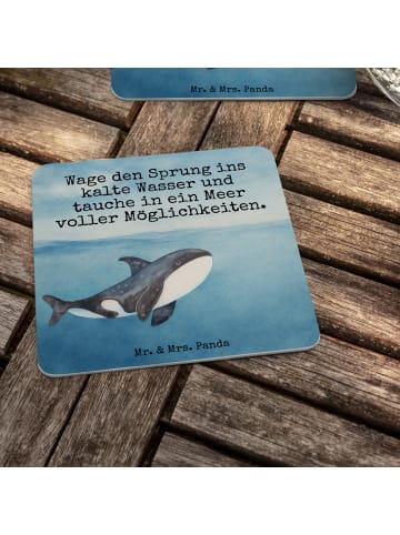 Mr. & Mrs. Panda Tischuntersetzer Orca Design mit Spruch in Weiß