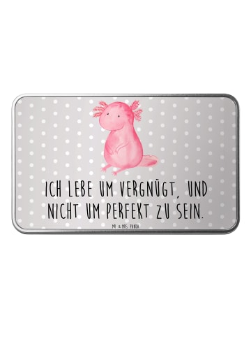 Mr. & Mrs. Panda Metalldose Axolotl Niedlich mit Spruch in Grau Pastell