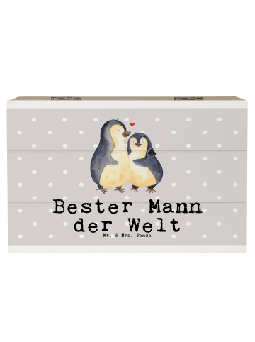 Mr. & Mrs. Panda Geschenkbox Pinguin Bester Mann der Welt mit Sp... in Grau Pastell