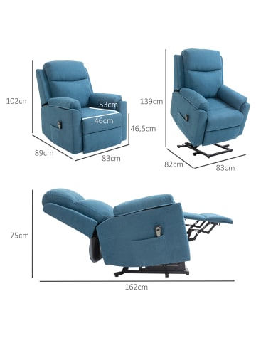 HOMCOM Aufstehsessel-83B x 89T x 102H cm-Blau