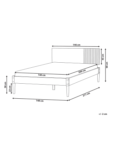 Beliani Doppelbett FLAVIGNAC in Braun - (W) 148 x (H) 90 x (L) 211 cm