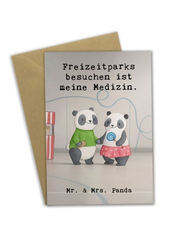 Mr. & Mrs. Panda babykarte Pandas Freizeitpark besuchen Design m... in Weiß