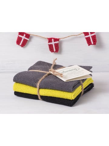 Solwang Wischtuch Grau Citron Schwarz Kombi 3er Set