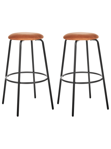 Beliani 2-tlg Barhocker MORTON in Orange/Schwarz