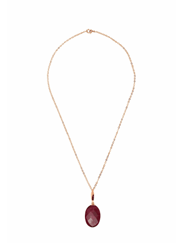 Gemshine Halskette mit Anhänger ovaler Rubin in rose gold coloured