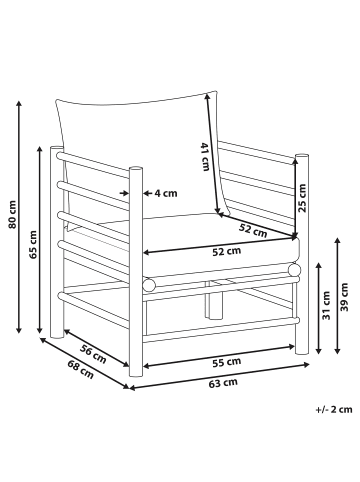 Beliani Sessel CERRETO in Weiß/Braun - (W) 63 x (H) 80 x (L) 68 cm