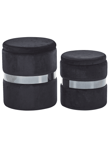 Beliani 2er-Set Pouf DORIS in Schwarz/Silber