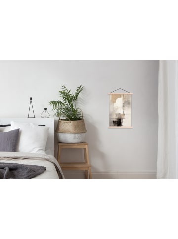 MuchoWow Poster mit Leiste Abstrakte Kunst weiß schwarz