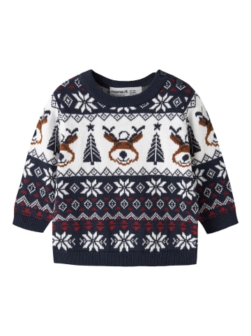 name it Strickpullover Jacquard Nbnrismas in navy blazer