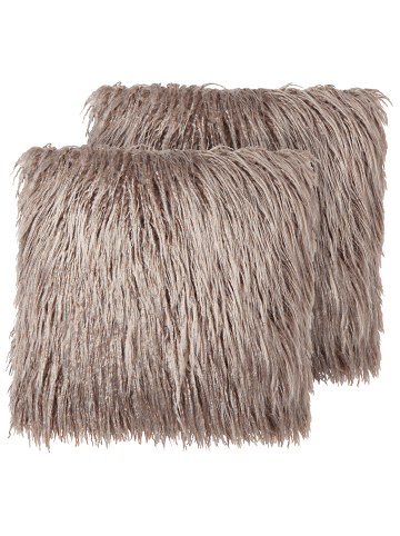 Beliani 2er-Set Dekokissen COROKIA in Beige