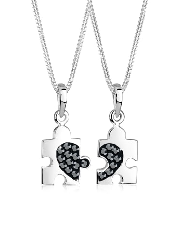 Elli Halskette 925 Sterling Silber Puzzleteile in Schwarz