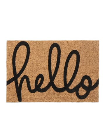 relaxdays Fußmatte "Hello" in Natur/ Schwarz - (B)60 x (T)40 cm