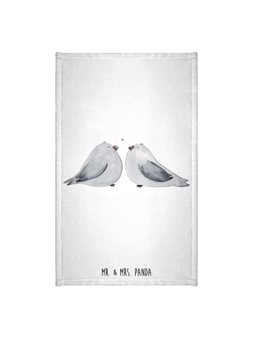 Mr. & Mrs. Panda Gästehandtücher Turteltauben Liebe ohne Spruch in Weiß